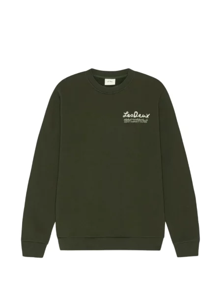 Pulover Les Deux cu imagine cu decolteu rotund verde