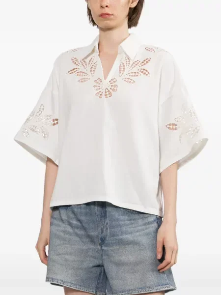 Bluză Rag & Bone cu broderie alb