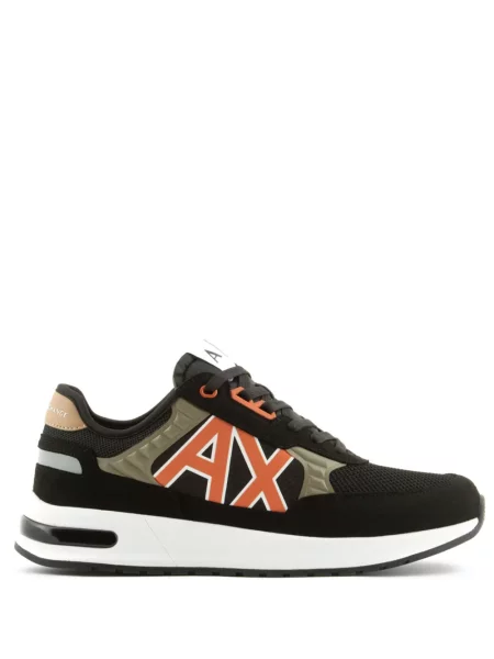 Sneakerși Armani Exchange din piele de căprioară negru