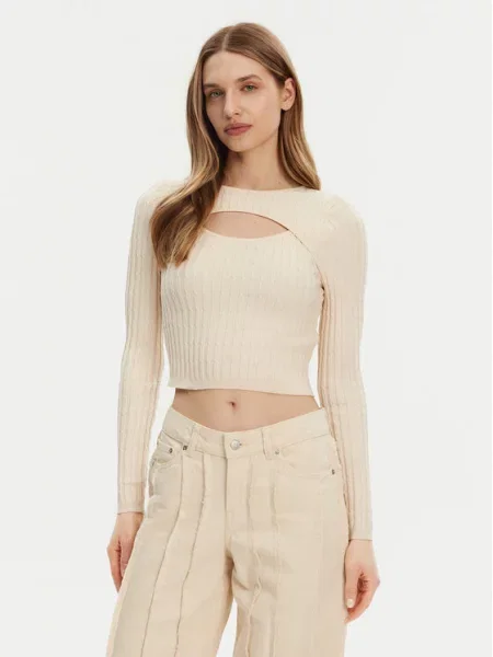 ONLY Sweter Meddi Cropped Fit beżowy