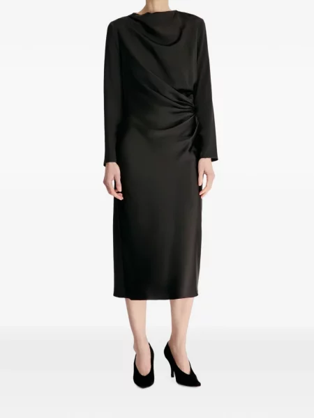 Rochie midi Loulou De Saison din satin drapată negru