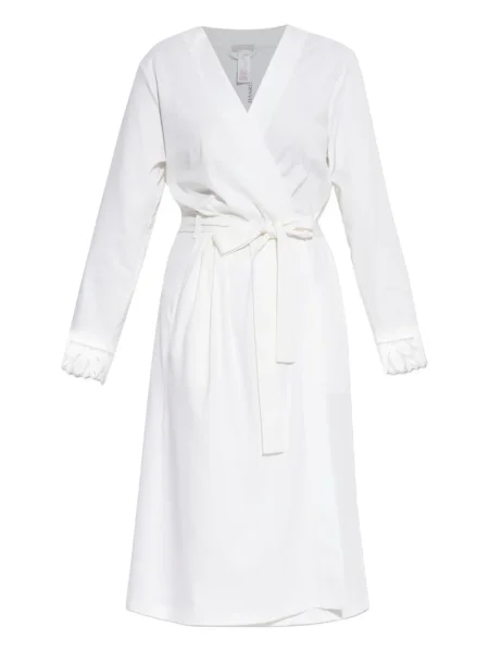 Sukienka midi Hanro koronkowa do kolan kopertowa biała