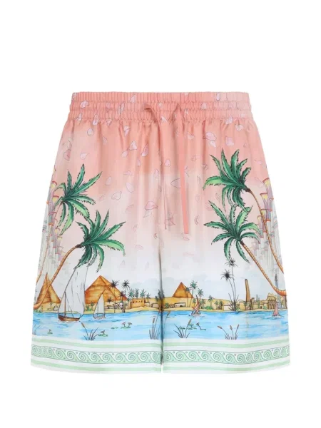 Pantaloni scurți Casablanca de mătase cu imagine roz