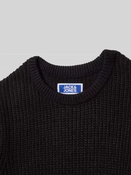 Sweter o kroju relaxed fit z efektem dzianiny model ‘Kaito’ Jack & Jones czarny