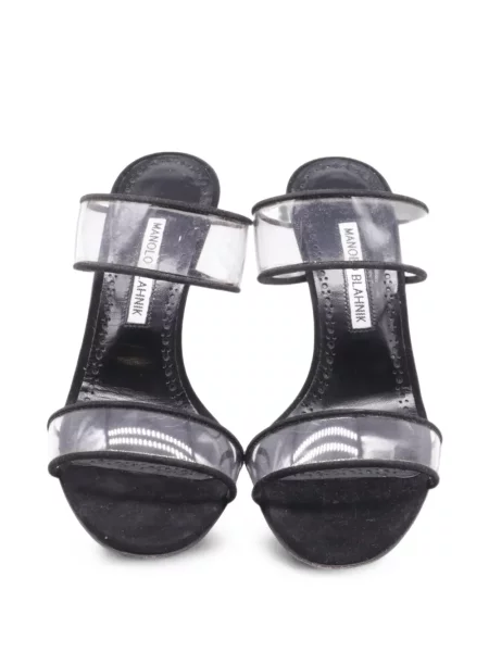 Papuci tip mules Manolo Blahnik cu bretele negru