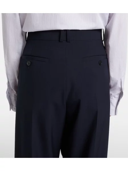 Pantaloni The Row de lână albastru