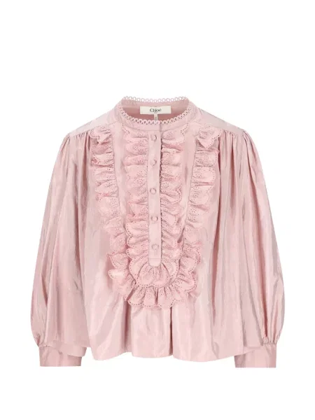 Top Chloé cu broderie roz