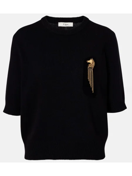 Pulover Chloé de lână negru