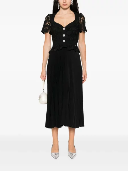 Rochie maxi Nissa din dantelă de costum negru
