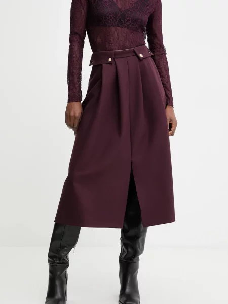 Спідниця Answear.LAB midi розкльошена бордовий
