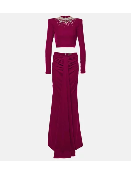 Spódnica maxi Miss Sohee o krotszym kroju czerwona