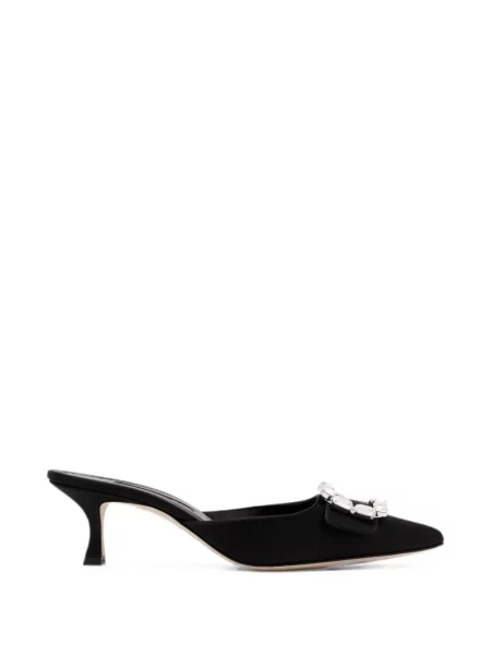 Papuci tip mules Manolo Blahnik cu cataramă negru