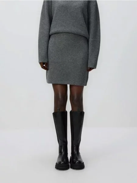 Шерстяная юбка мини Reserved серая