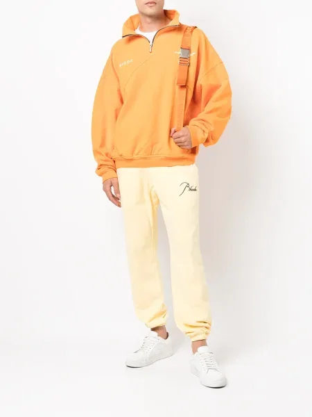 Pantaloni Rhude cu broderie alergare galben