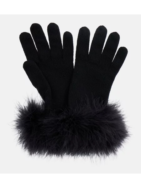 Volnene rokavice Valentino črna