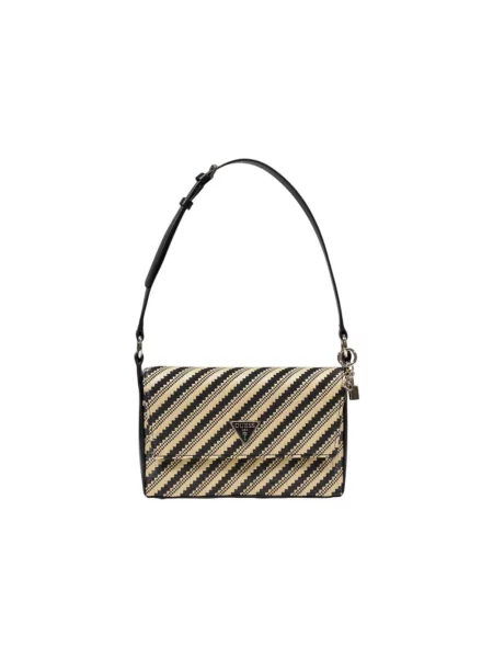 Lniana torebka Guess czarna