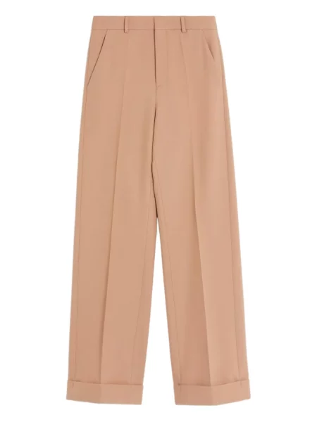 Pantaloni Valentino Garavani de lână maro
