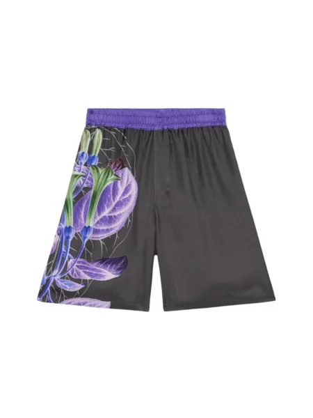 Jedwabne wielobarwność szorty Pierre Louis Mascia z nadrukiem czarne