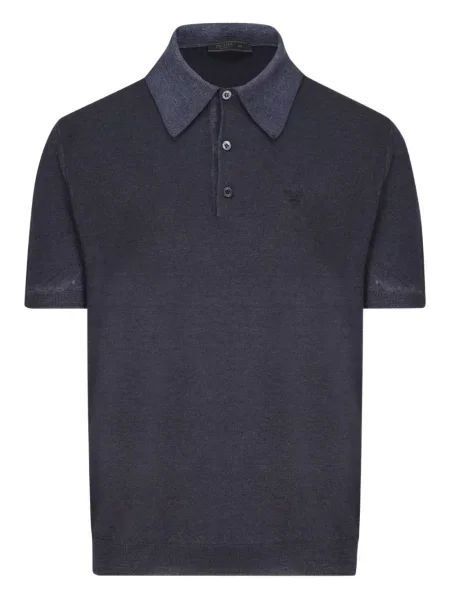 Polo Prada cu broderie din cașmir albastru