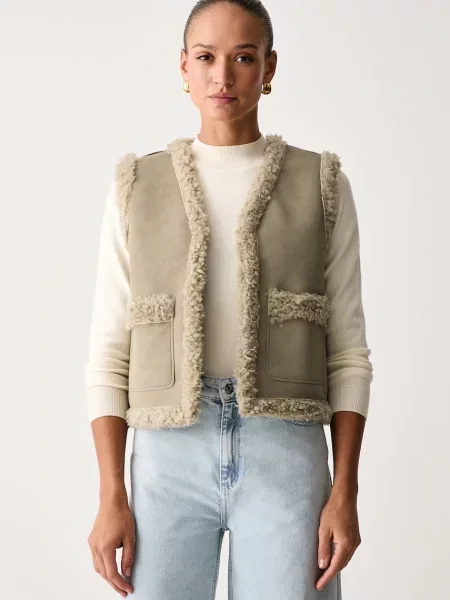 MICHAEL Michael Kors vestă pentru femei din imitație de piele bej