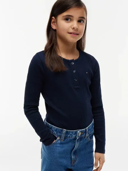 Tommy Hilfiger majica dugih rukava za djecu s pamukom plava