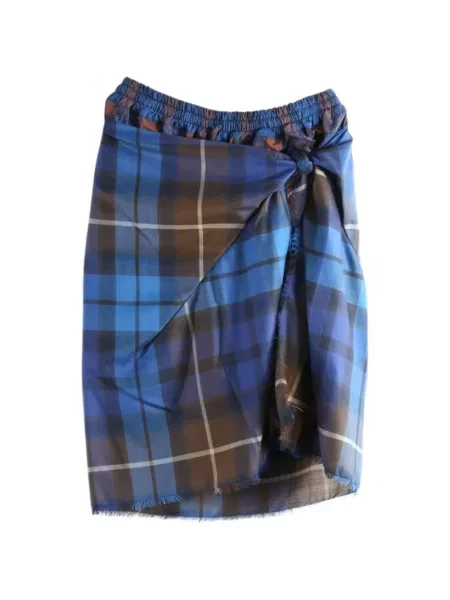 Fustă Vivienne Westwood în carouri cu imagine drapată albastru