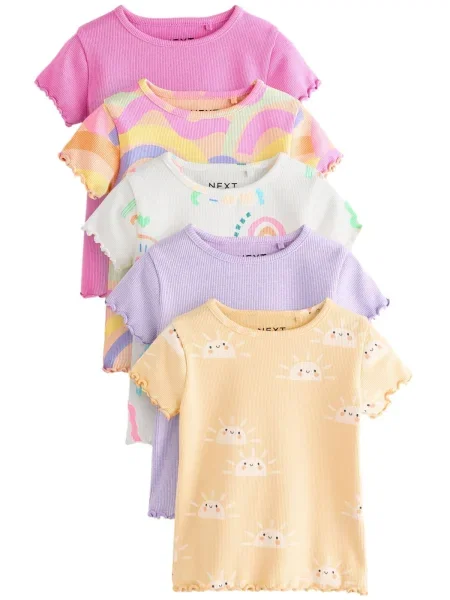 Next Tricou mov lavandă / portocaliu caisă / roz deschis alb