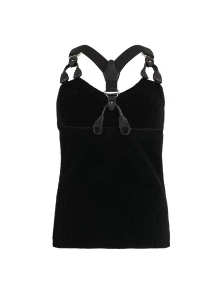 Top Moschino wełniany na ramiączkach czarny