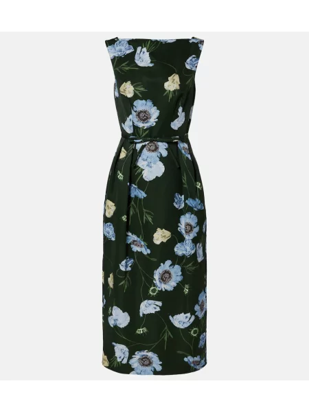 Rochie midi Erdem cu model floral verde