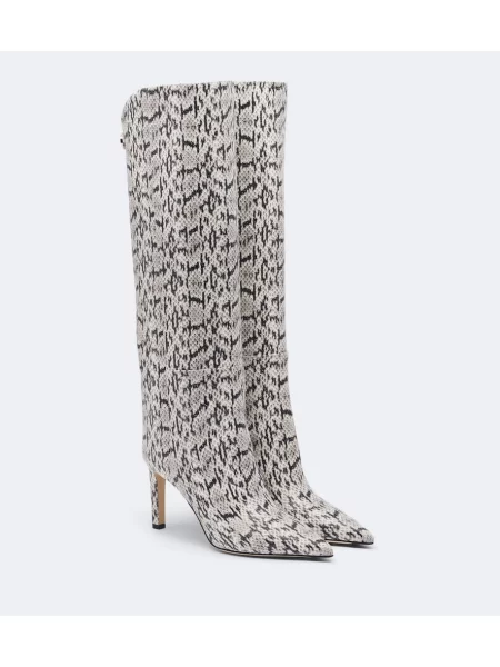 Cizme Jimmy Choo din piele cu model piele de șarpe negru