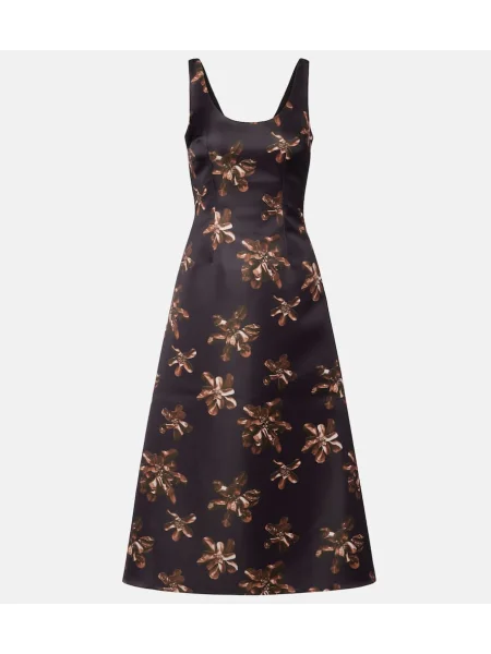 Rochie midi Emilia Wickstead cu model floral până la genunchi de costum negru