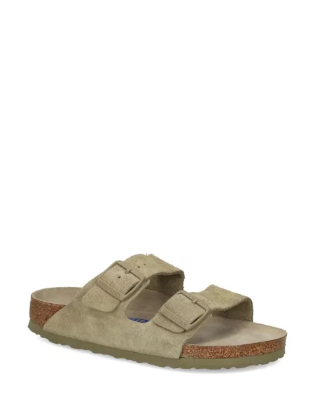 Sandale Birkenstock din piele de căprioară fără toc verde
