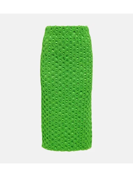 Fustă midi Ganni din satin până la genunchi verde