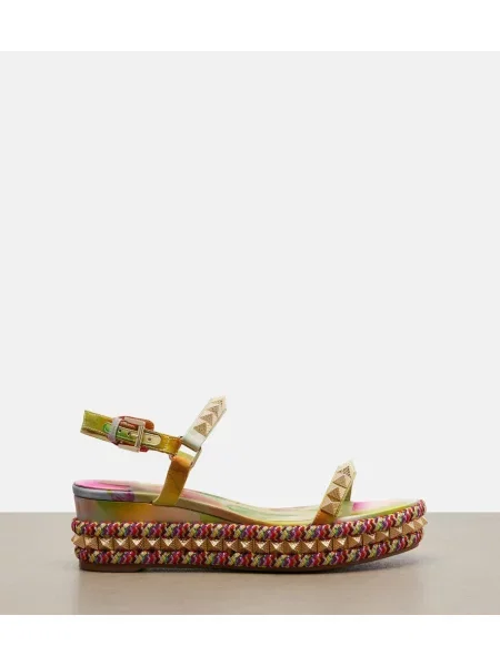 Kvetinové espadrilky Christian Louboutin s cvočkami