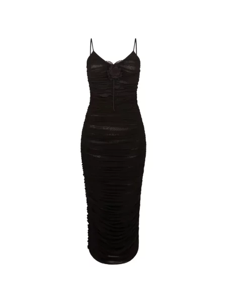 Rochie midi David Koma cu broderie din dantelă până la genunchi negru
