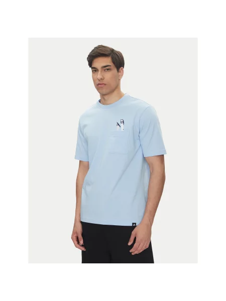 Adidas T-Shirt Lounge Slides Graphic Pocket Μπλε Regular Fit λευκό