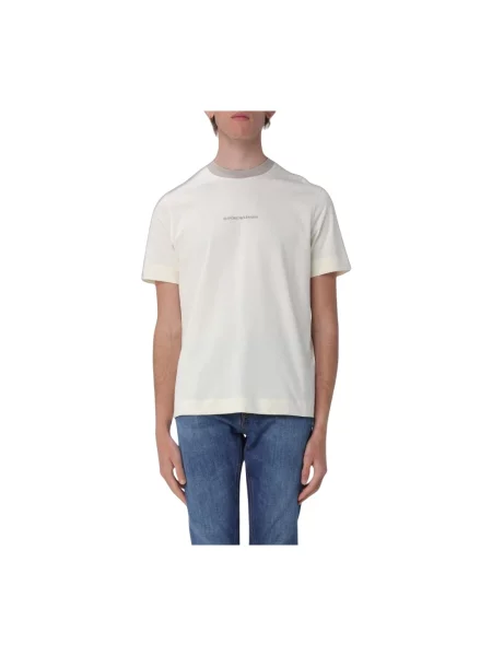 Koszulka Emporio Armani z logo beżowa