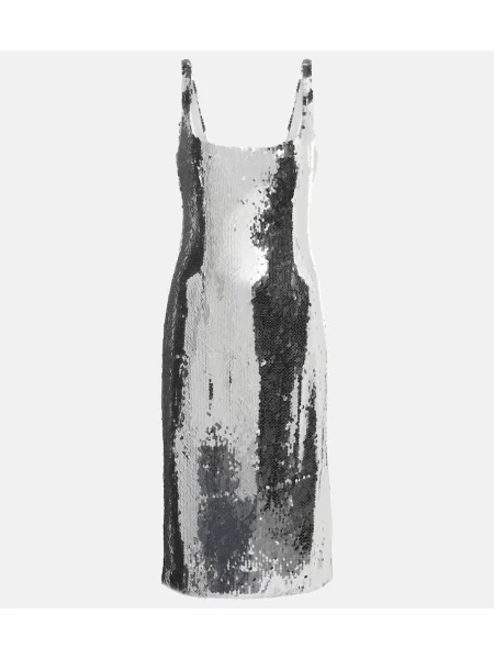 Rochie midi Magda Butrym până la genunchi de costum argintiu