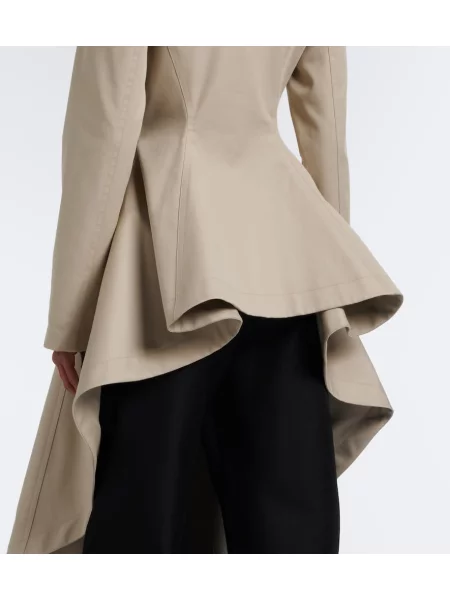 Palton Alaïa asimetric din poplin gri