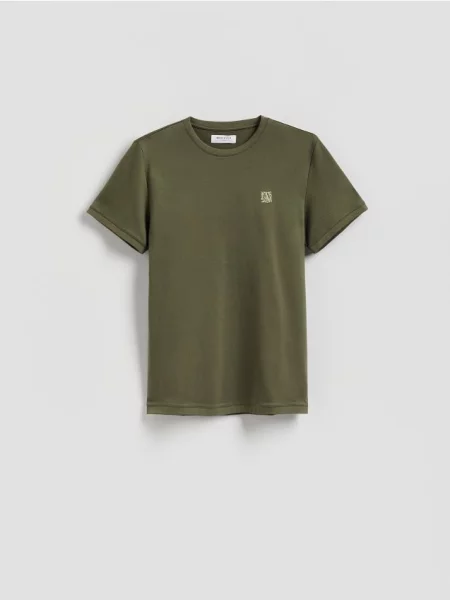 Reserved Tricou slim fit cu detaliu brodat verde-oliv verde