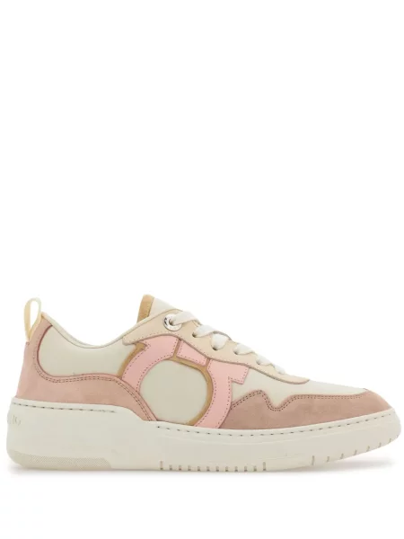 Sneakerși Ferragamo cu șireturi din dantelă roz