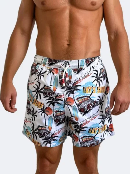 Line One Plavecké šortky Line One Badehose für Herren nebeská modř / tmavě červená bílá