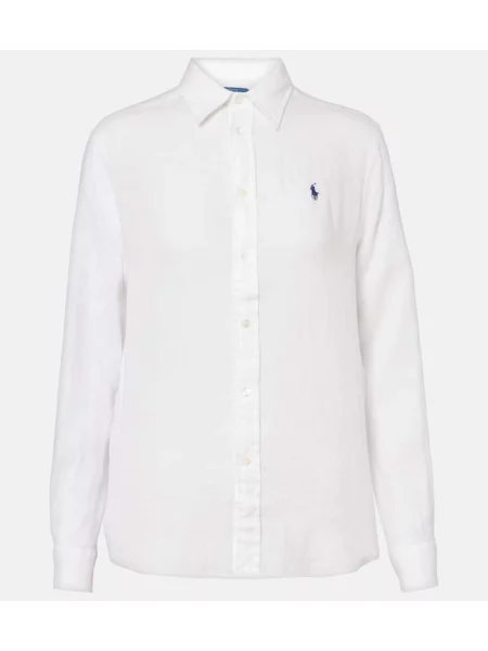 Lniany top Polo Ralph Lauren biały