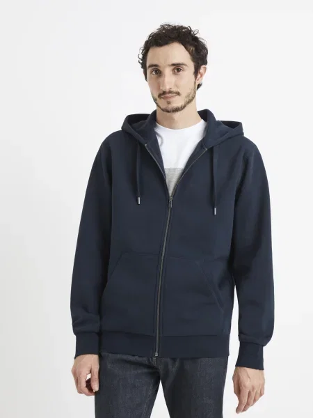 Pulover Celio cu glugă albastru