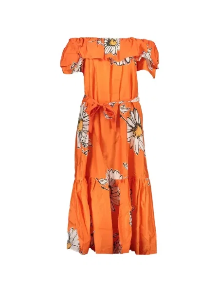 Rochie midi Desigual cu model floral cu imagine portocaliu