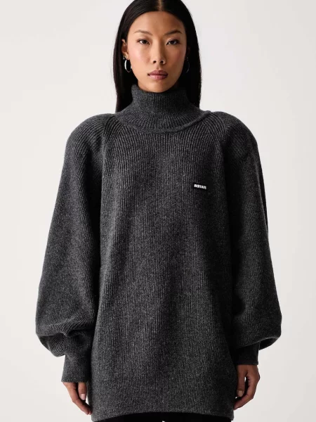 Rotate sweter wełniany szary