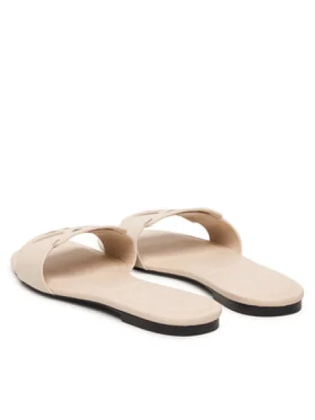 Šľapky Calvin Klein Square Flat Sandal Emblem Écru