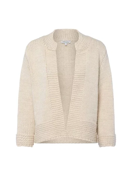 Kardigan z prążkowanymi wykończeniami More & More beżowy