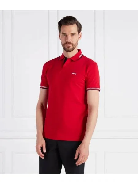 BOSS GREEN Polo Paul Curved | stretch roșu