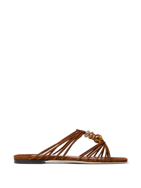 Sandale Jimmy Choo cu mărgele cu bretele maro